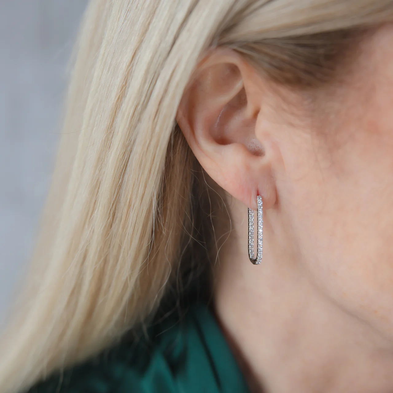 Paperclip Cubic Zirconia Earrings - Large