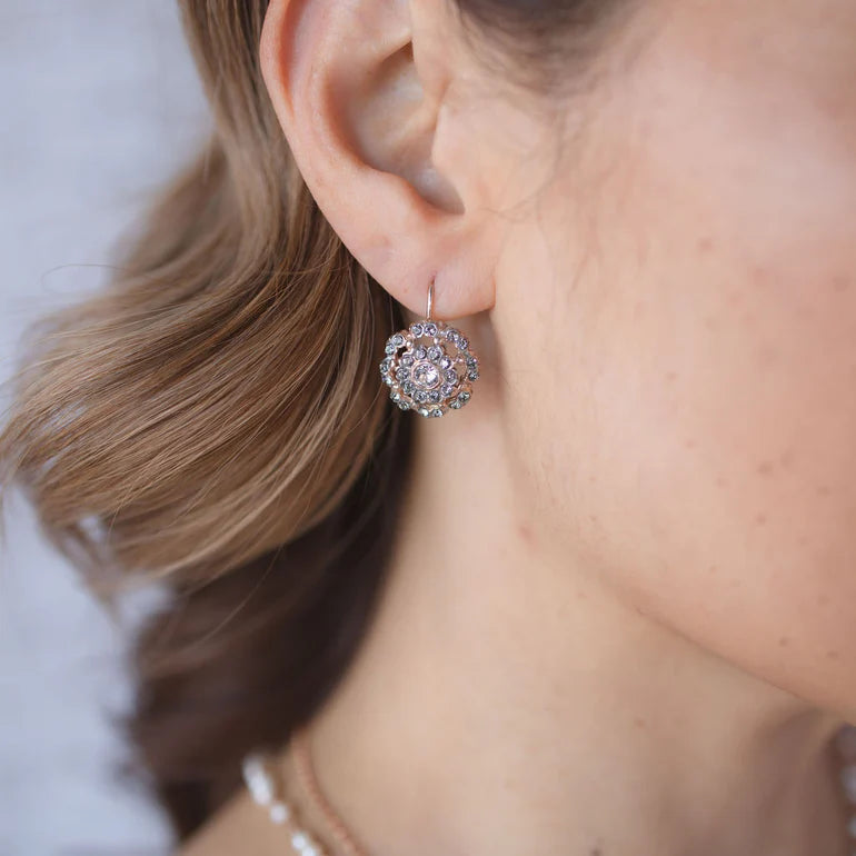 Filigree Fume Crystal Flower Earrings