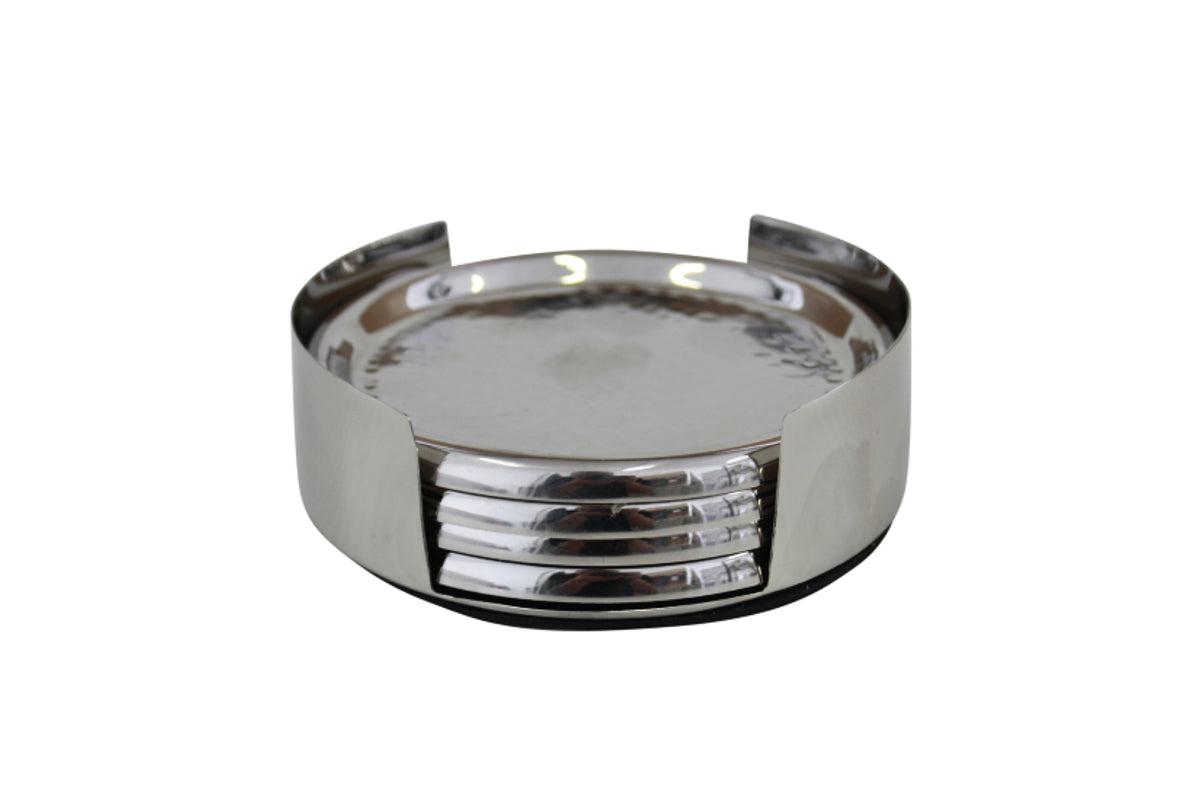 Silver Hammered Coaster Set/4
