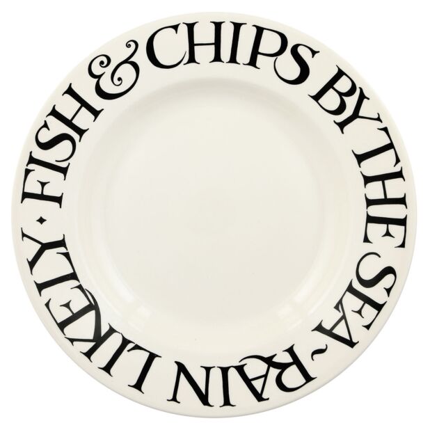 Black Toast Fish & Chips 10 1/2" Plate