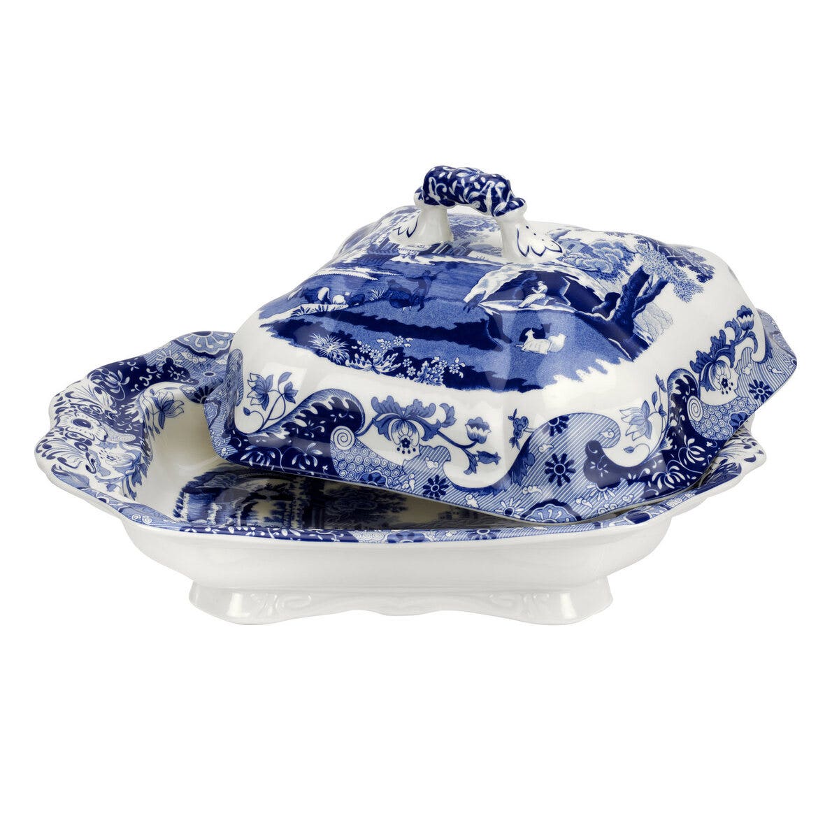 Blue Italian Covered Vegetable Dish