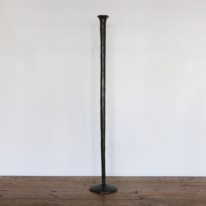 Forged Organic Style Tall Candlestick Dark Bronze/Black