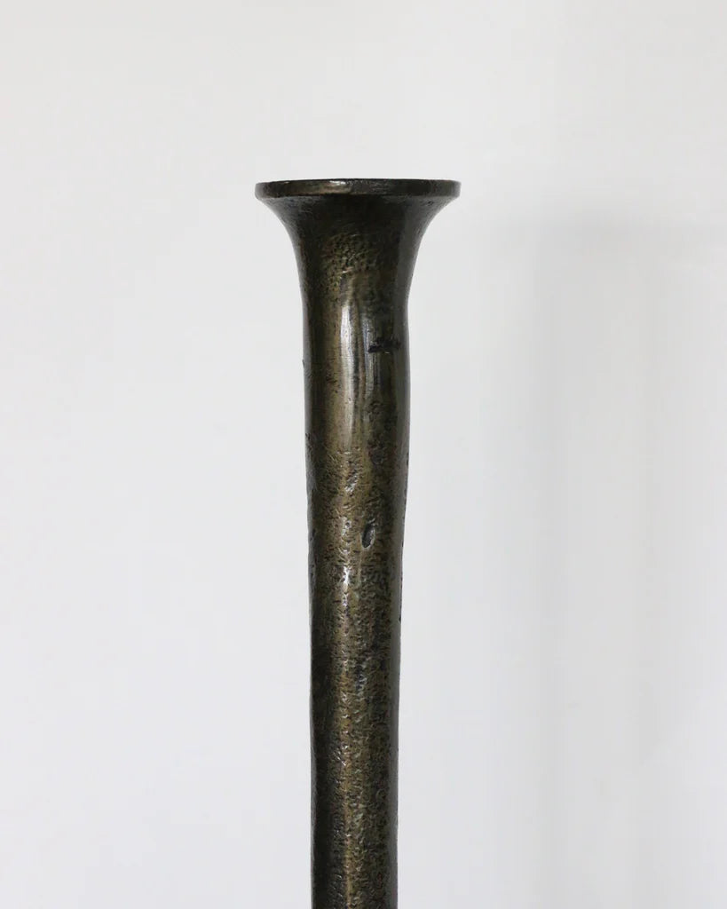 Forged Organic Style Tall Candlestick Dark Bronze/Black