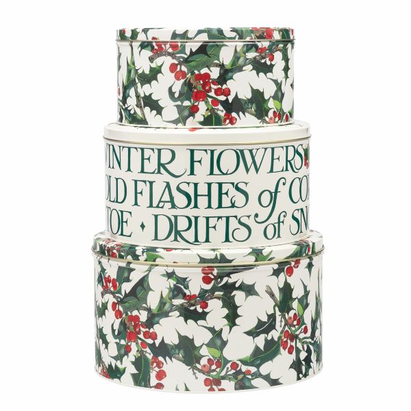 Holly & Words Round Tin-Large
