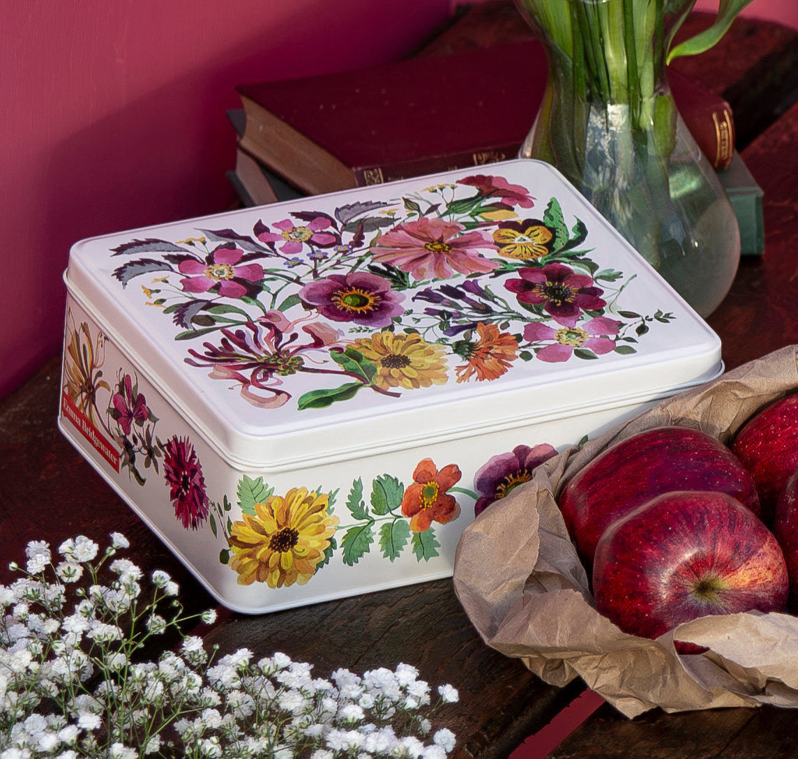 Garden Flowers Deep Rectangular Tin