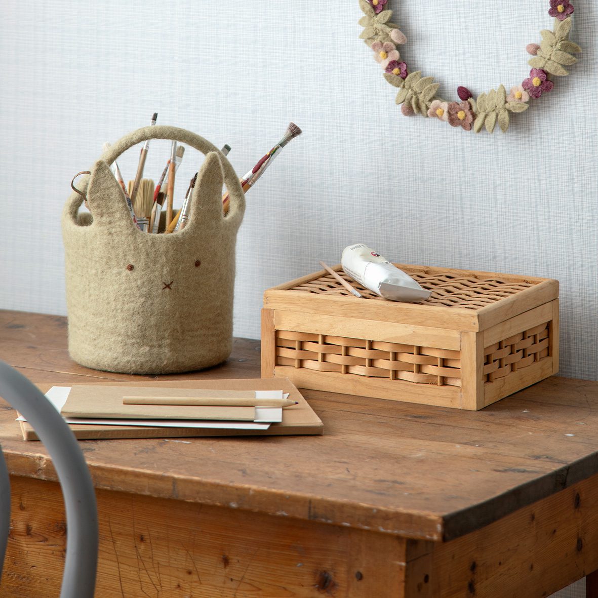 Gry & Sif BUNNY BASKET BIG DUSTY GREEN