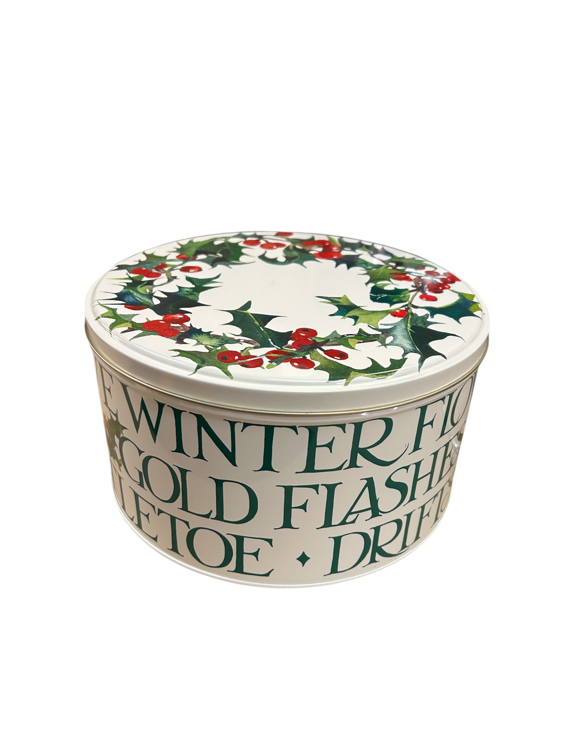 Holly & Words Round Tin-Medium