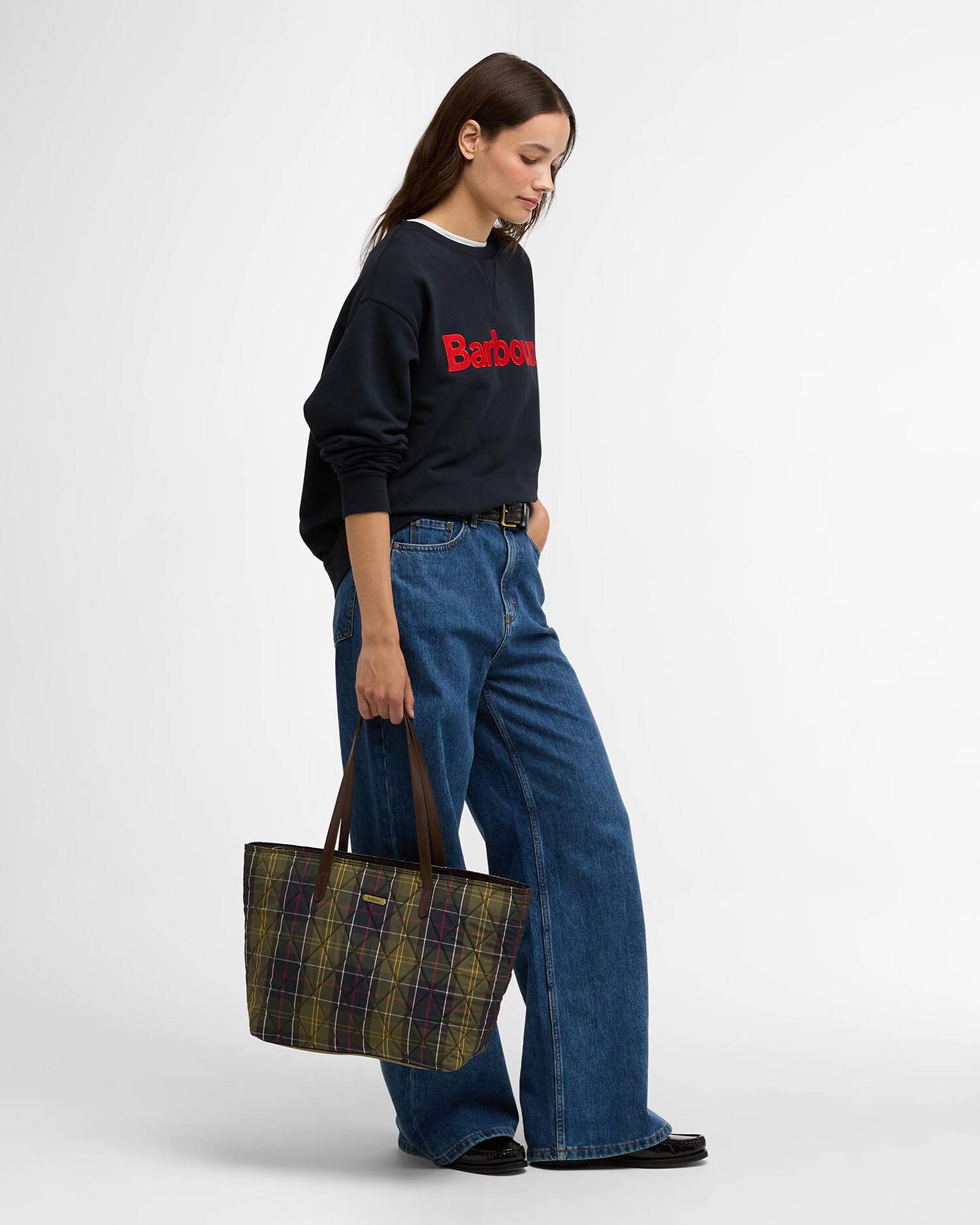 Barbour Wetherham Quilted Tote Bag Classic Tartan