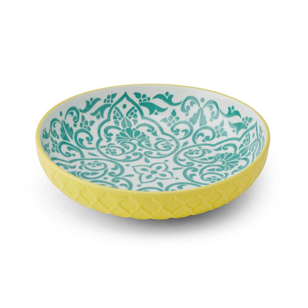 Mikasa Pasta Bowl 21cm Yellow Blue Geometric