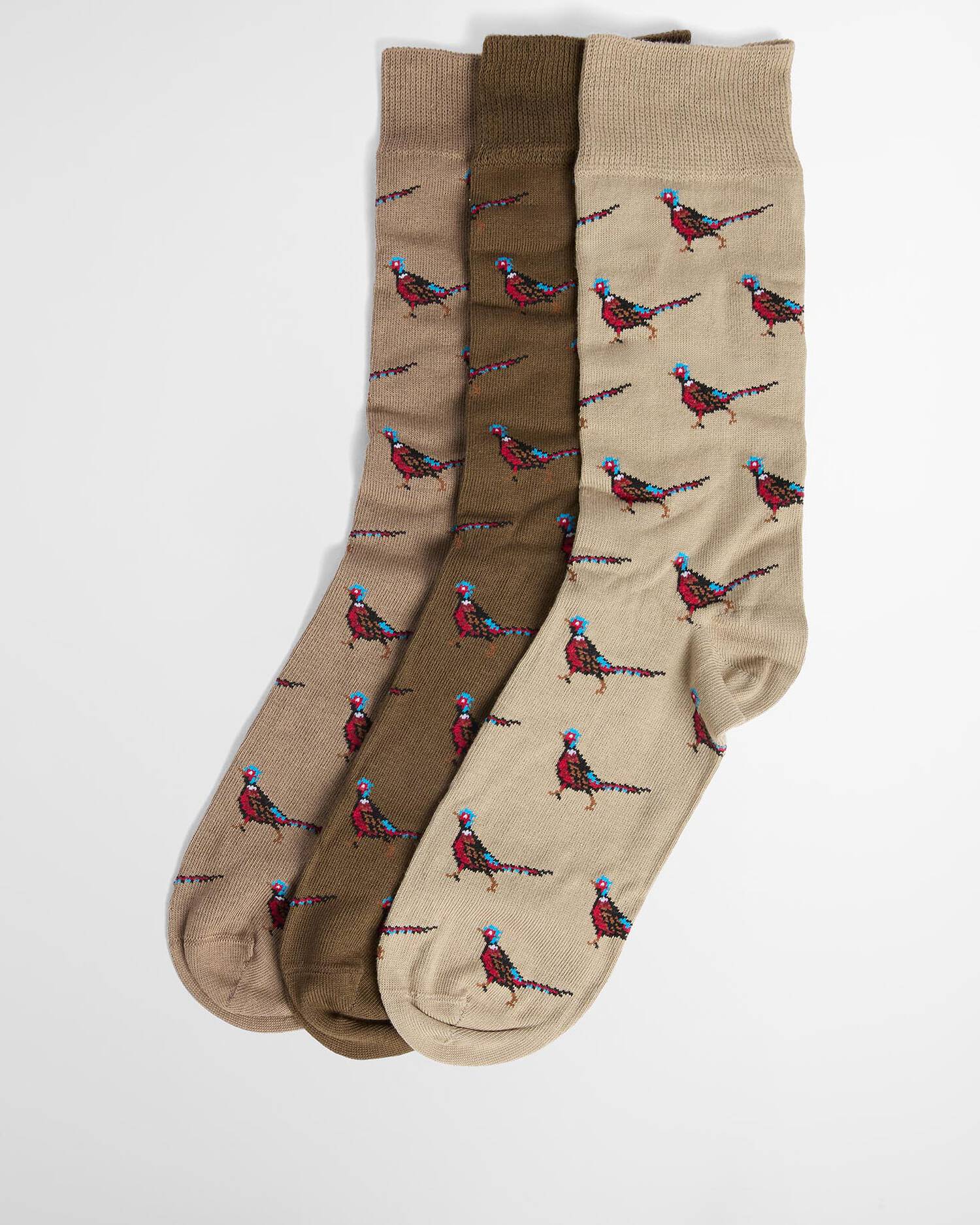 Barbour Pheasant Socks Gift Box- Trench/Beech Mix