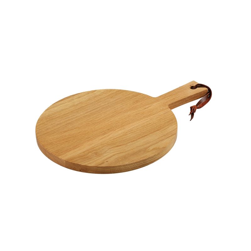 Cheese Plate W/Handle Oak 30cm Round