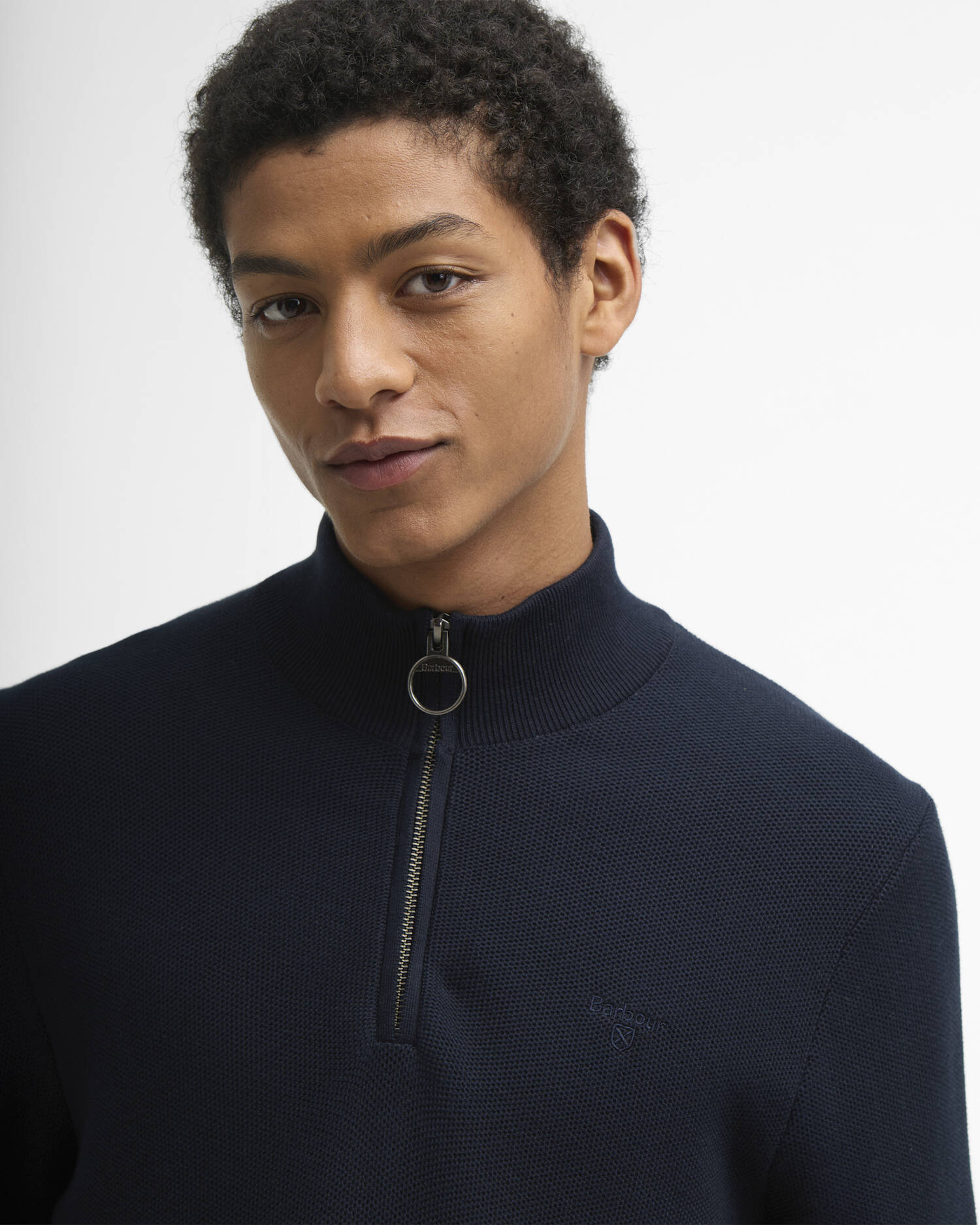 Barbour Essential Honeycomb Half Zip Sweater Navy