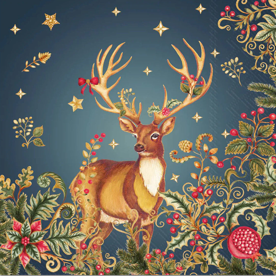 Opulent Deer Blue Cocktail Napkins