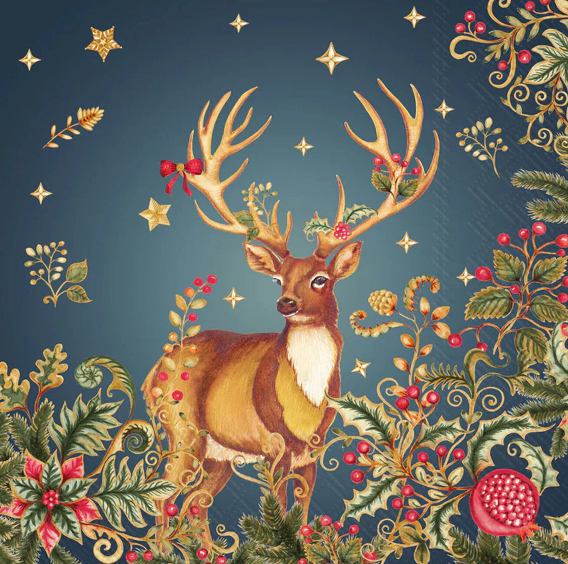 Opulent Deer Blue Napkins