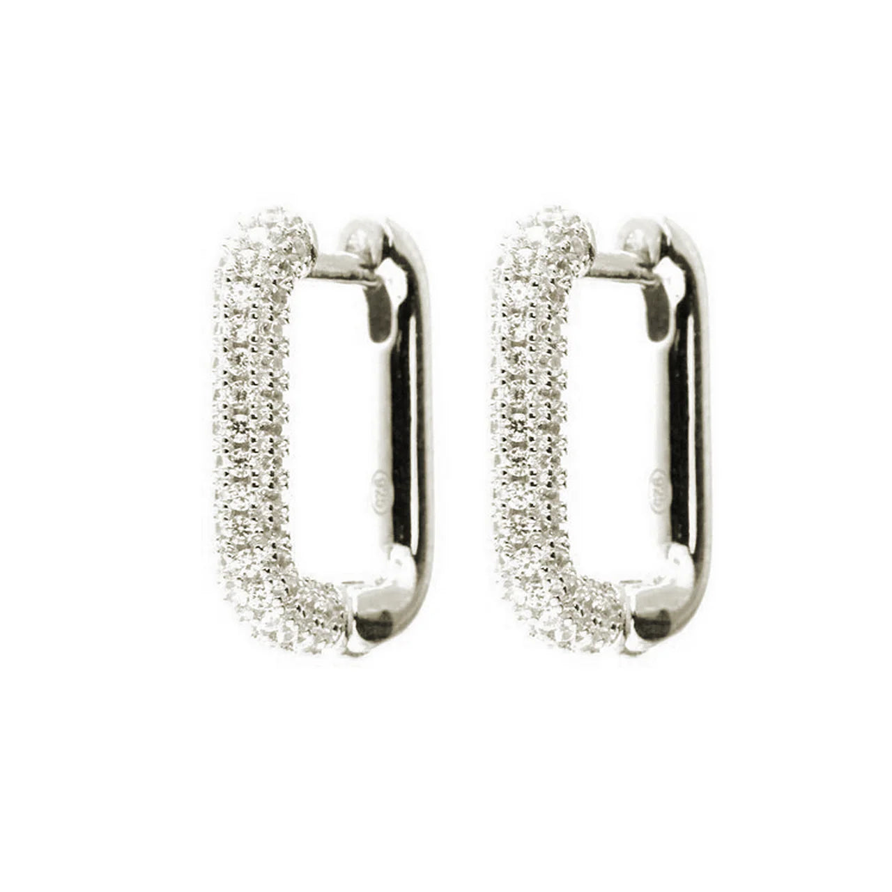Rectangle Cubic Zirconia Hoop Earrings