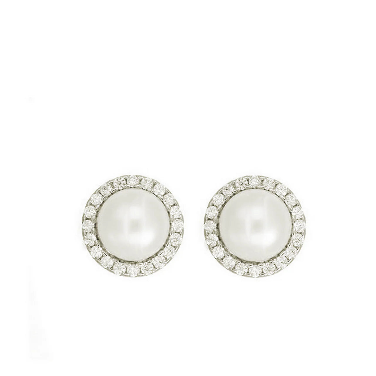 Pearl & Cubic Zirconia Stud Earrings