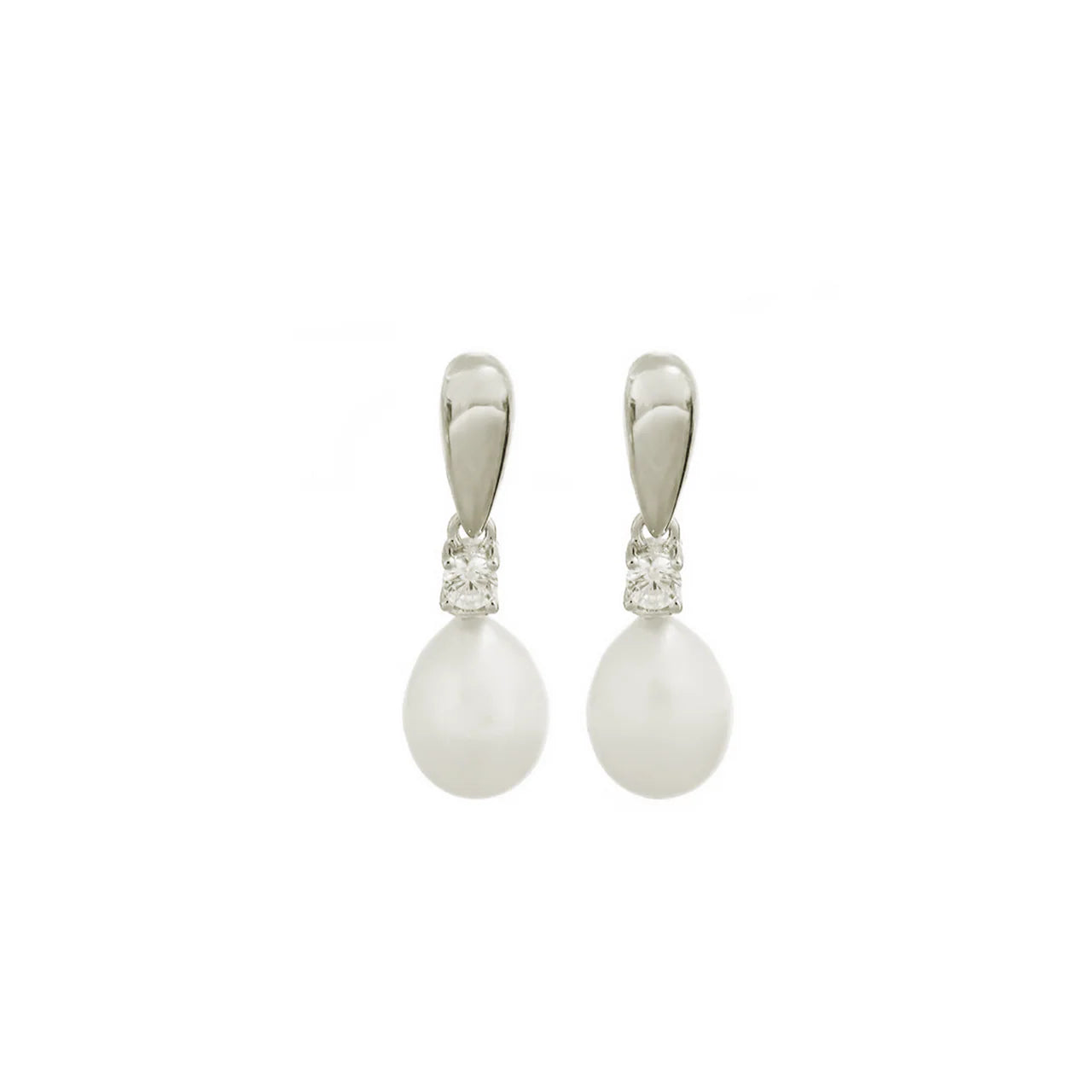 Teardrop Pearl & Cubic Zirconia Stud Earrings