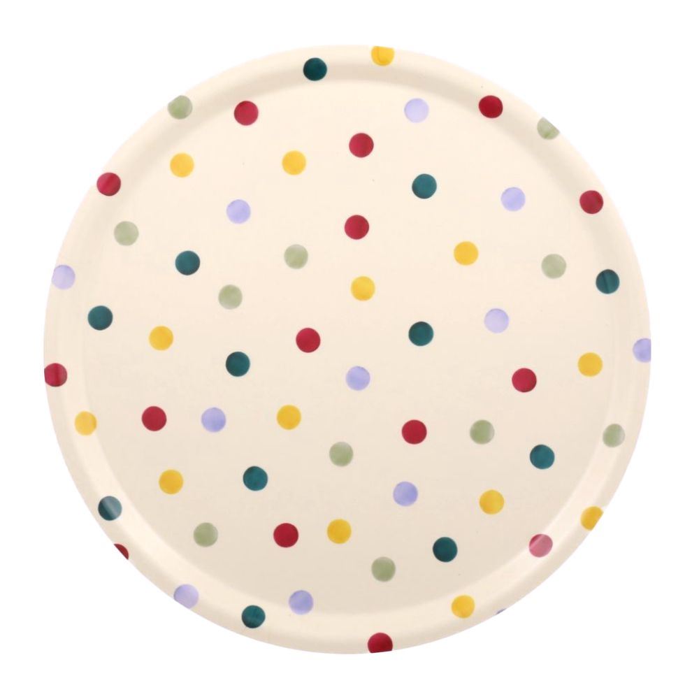 Polka Dot Round Birch Tray