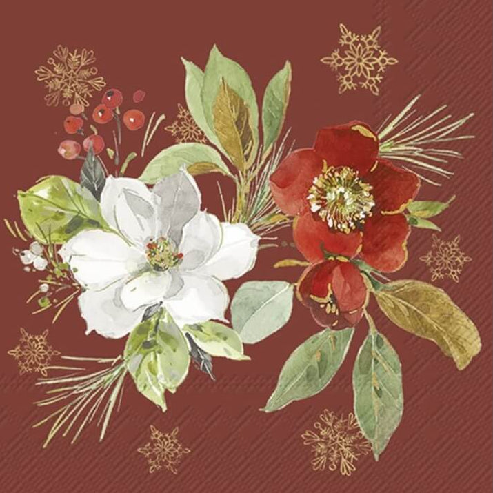 Poinsettia Bouquet Red Napkins