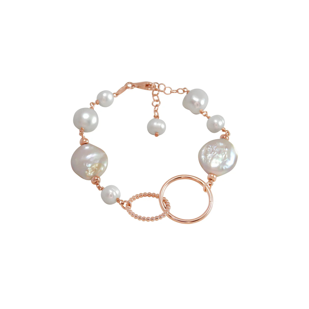 Coin Pearl Bracelet with Gold Links
