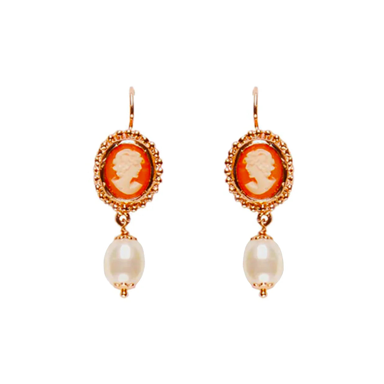 Earring Small Cameo & Pearl