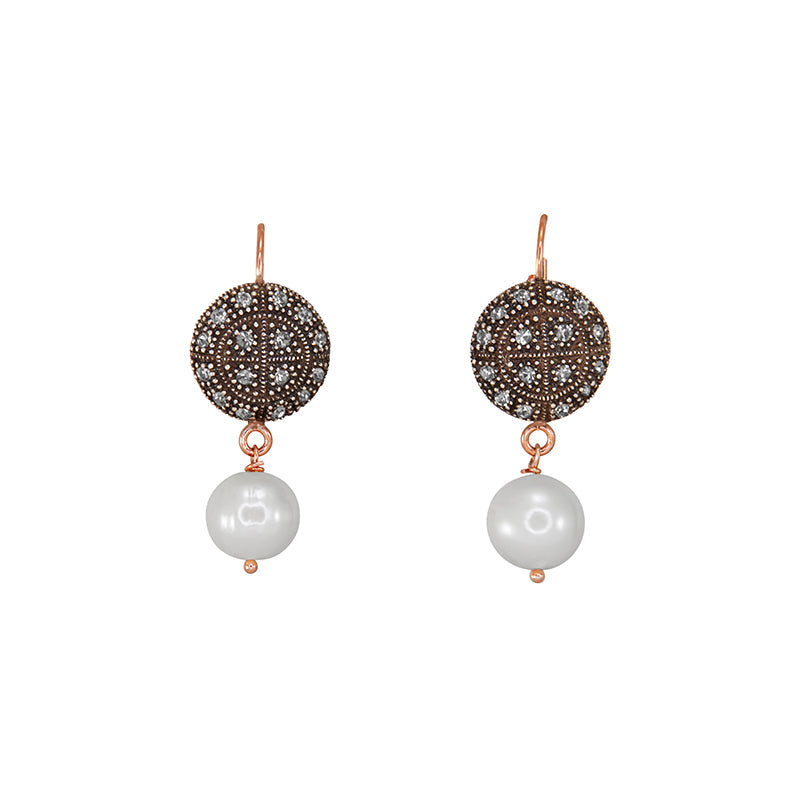 Crystal Circle with Pearl Earrings