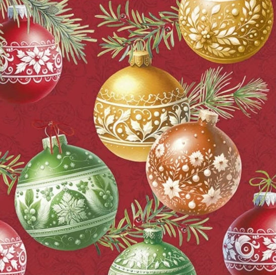 Christmas Bubbles Red Napkins