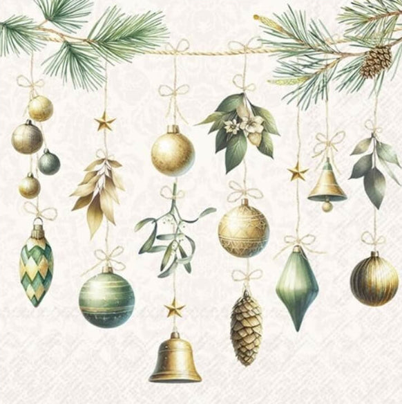 Christmas Decorations Cream Cocktail Napkins