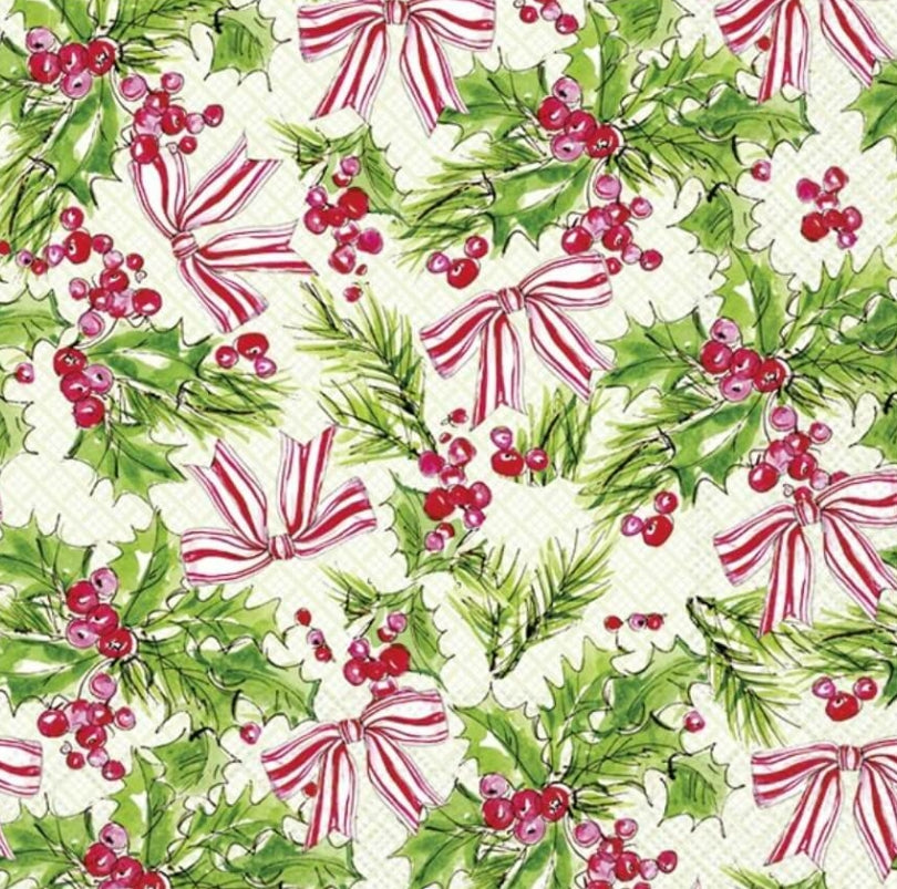 Pink Holly Green Napkins