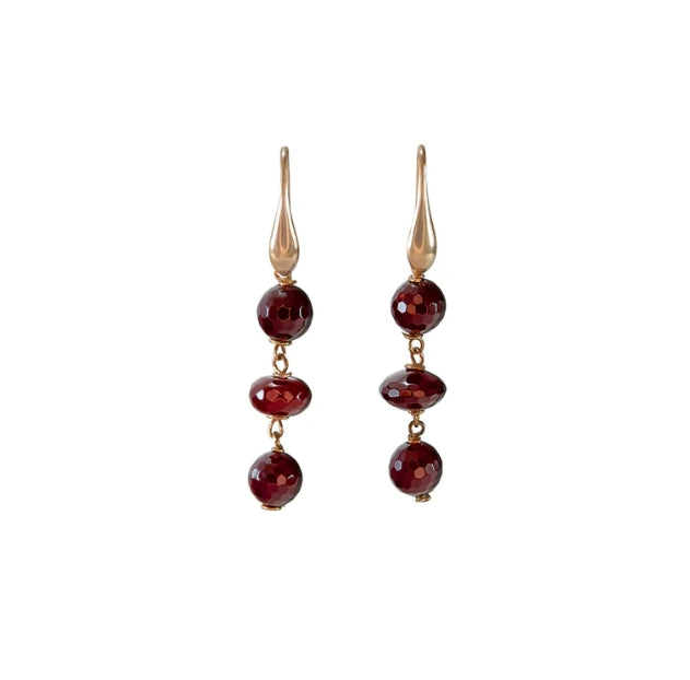3 Drop Earring- Red Agate