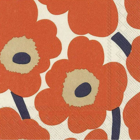 marimekko Unikko Cream Red Cocktail Napkins