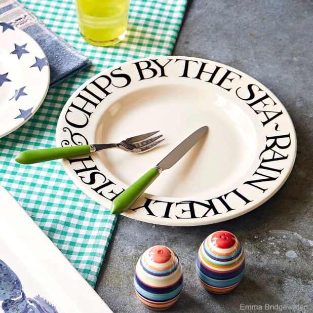 Black Toast Fish & Chips 10 1/2" Plate