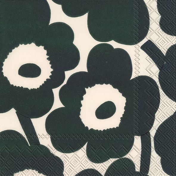 marimekko Unikko Cream Green Cocktail Napkins