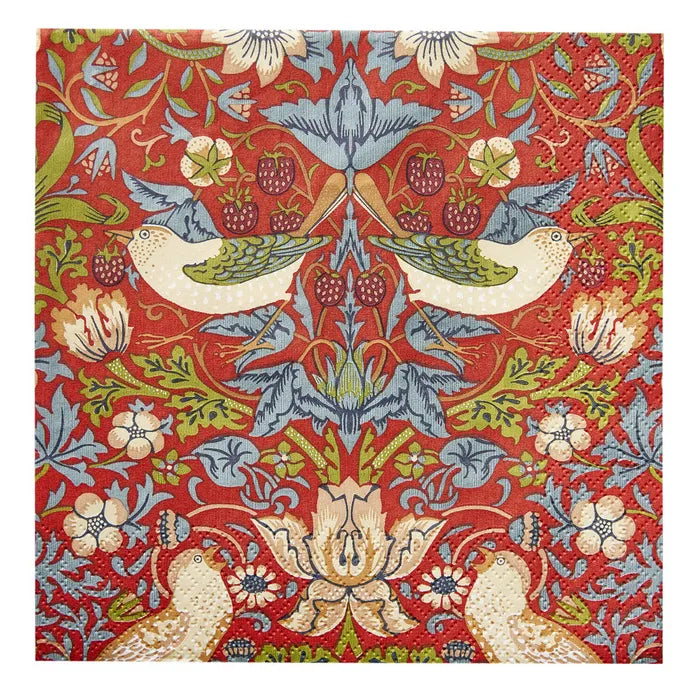 Havi Cocktail Napkin William Morris Strawberry Thief Red