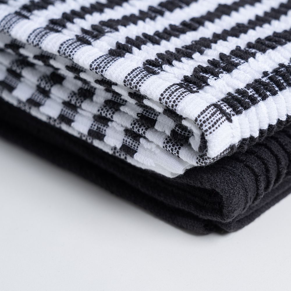 Ribbed Tea Towel Set of 2 Black