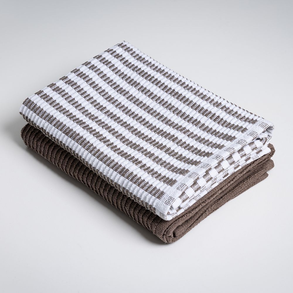 Ribbed Tea Towel Set of 2 Chocolate
