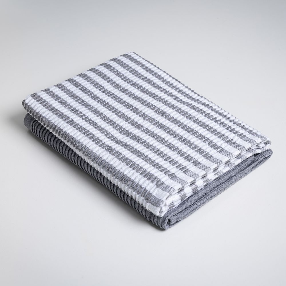 Ribbed Tea Towel Set of 2 Granite