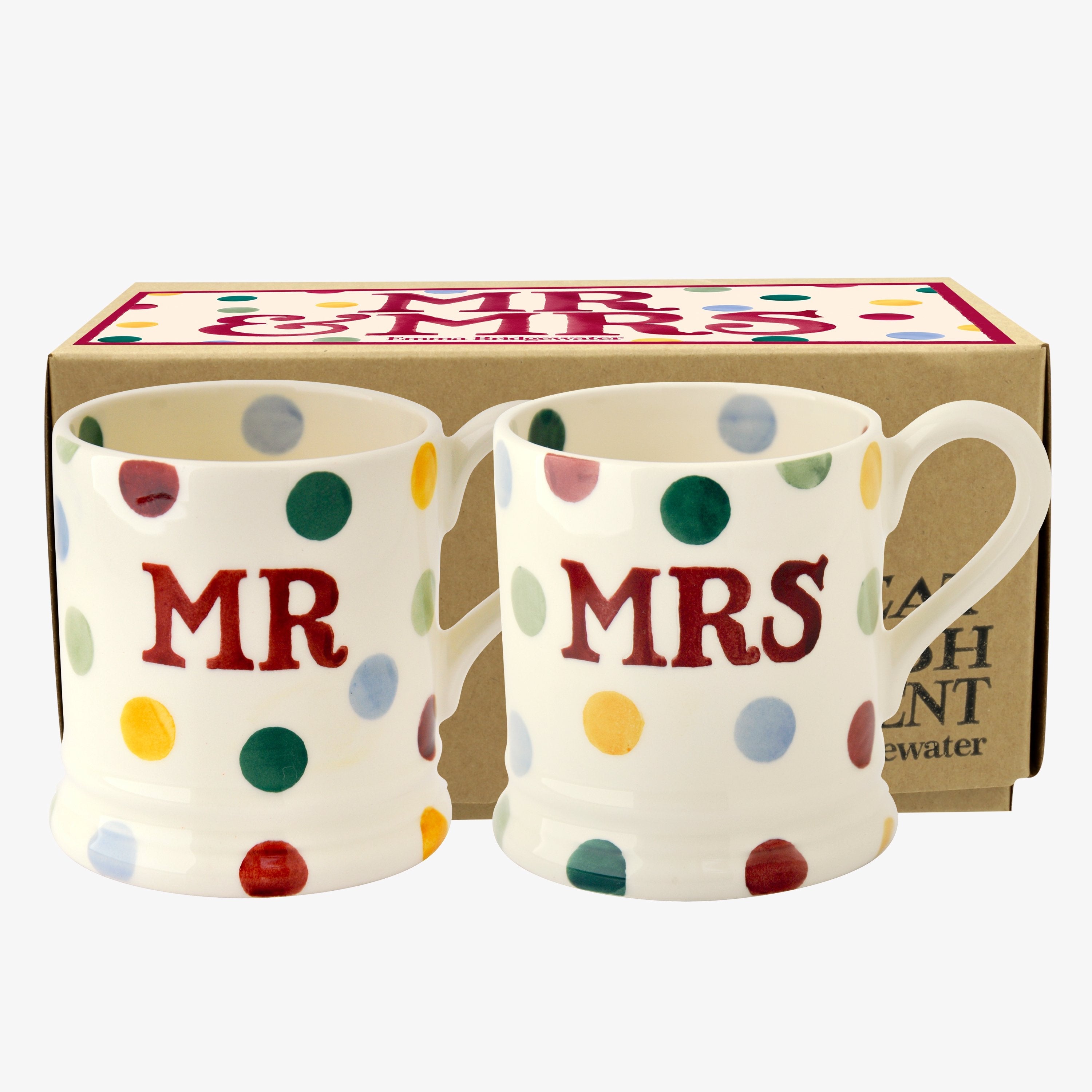 Half Pint Mug Set  Mr & Mrs Polka Dot