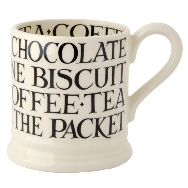Black Toast Half Pint Mug All Over Writing