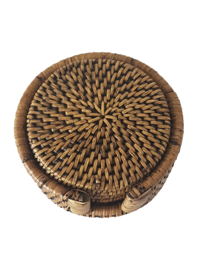 Rattan Round Coaster Set