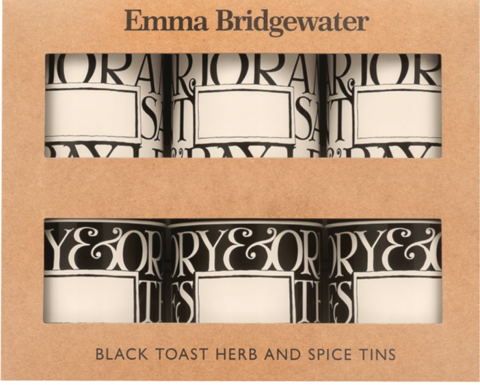 Black Toast Spice Tins set of 6