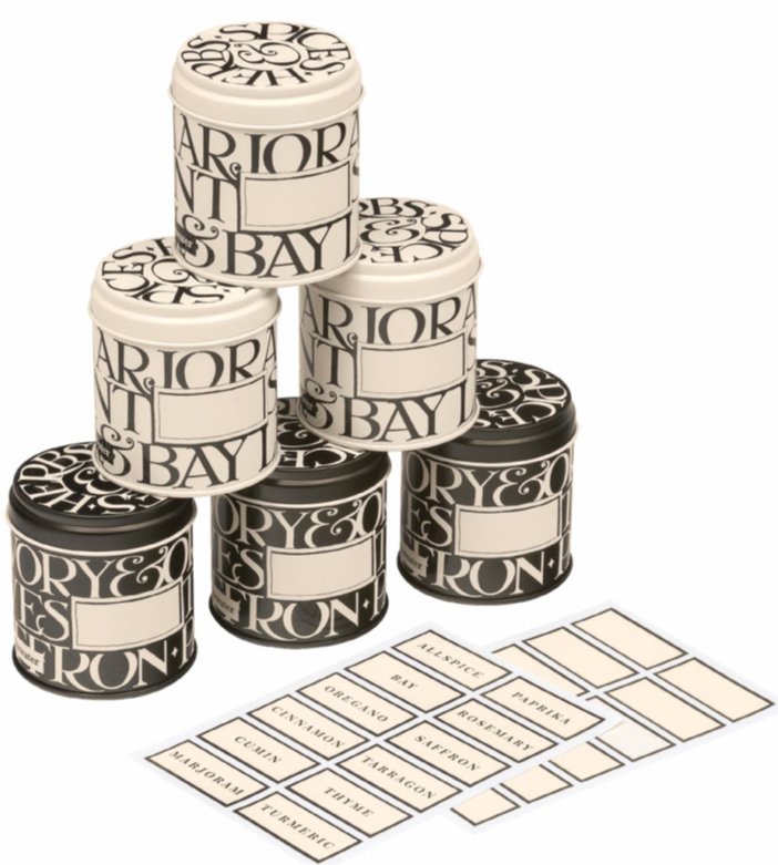 Black Toast Spice Tins set of 6
