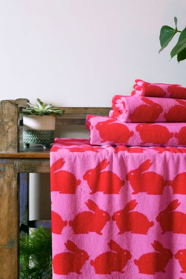 Kissing Rabbits Organic Cotton Hand Towel