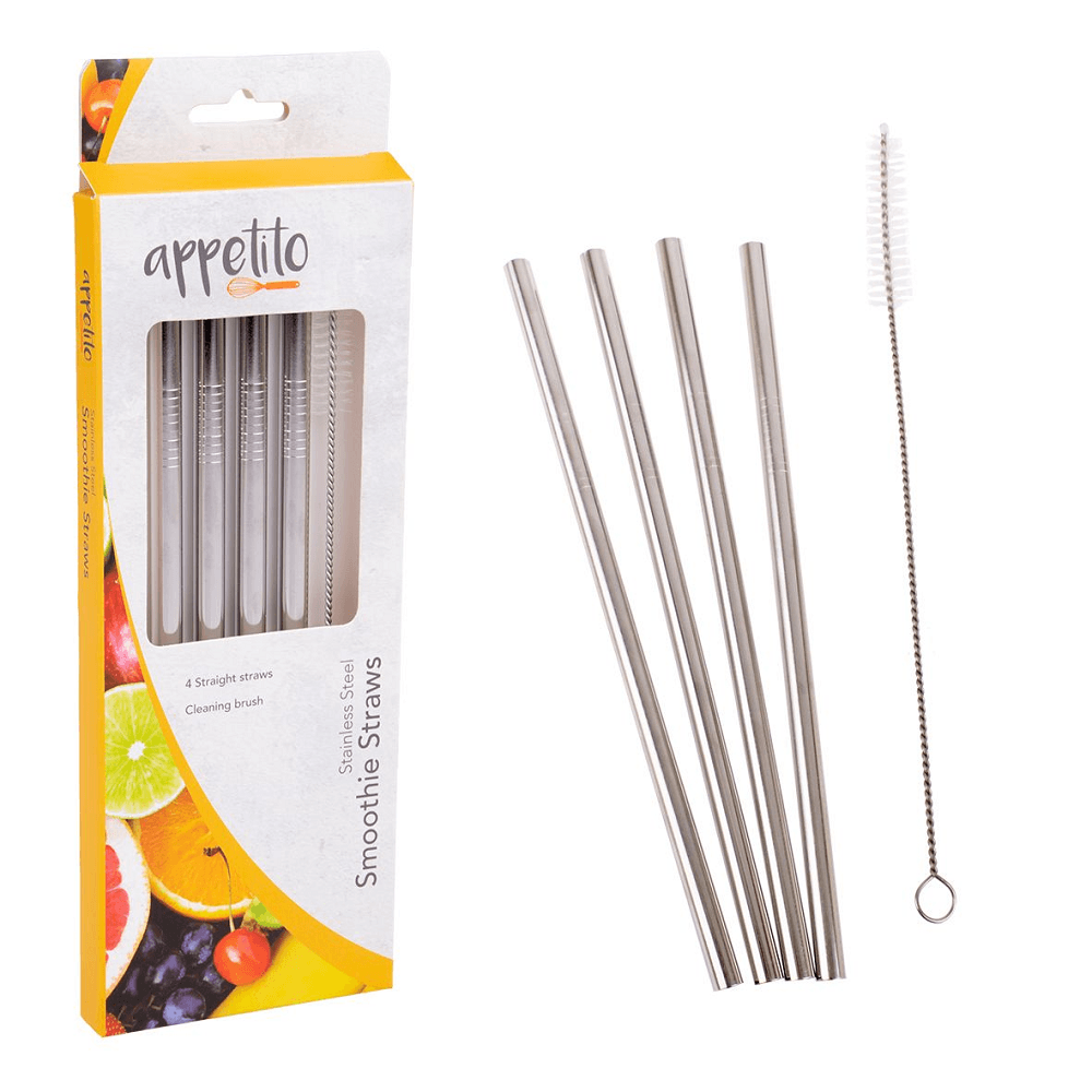 Smoothie Straws S/S Set of 4 with Brush