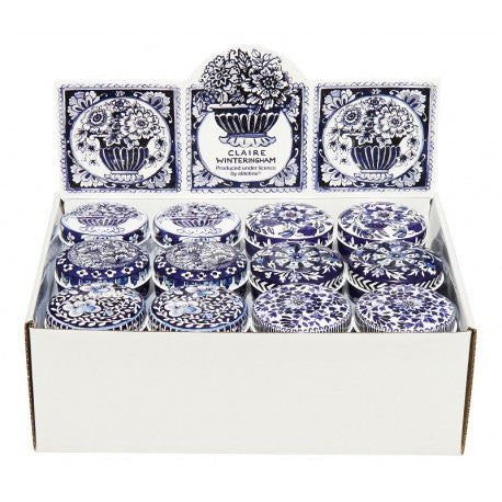 Blue & White Small Round Tin