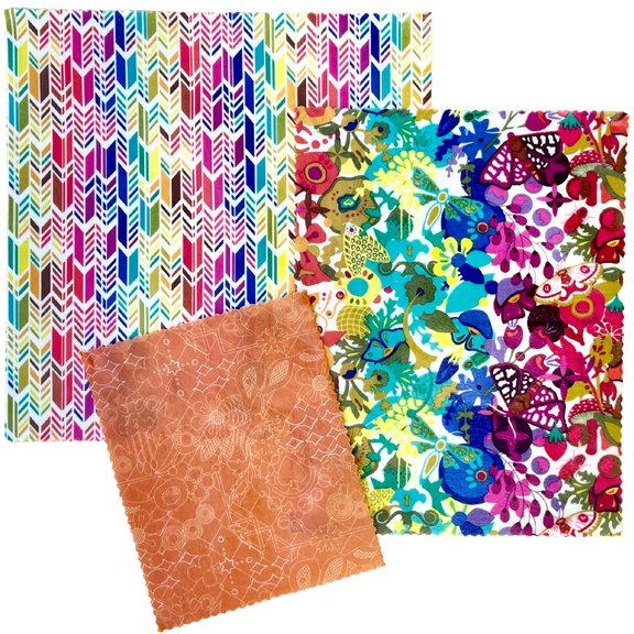 Beeswax Wrap/ Set of 3/ Rainbow Warrior