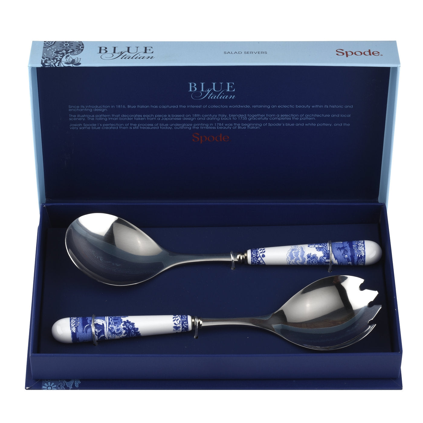 Blue Italian Salad Servers 25cm