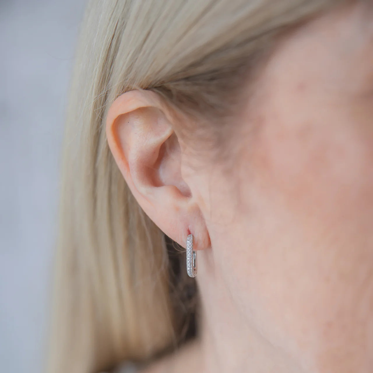 Rectangle Cubic Zirconia Hoop Earrings