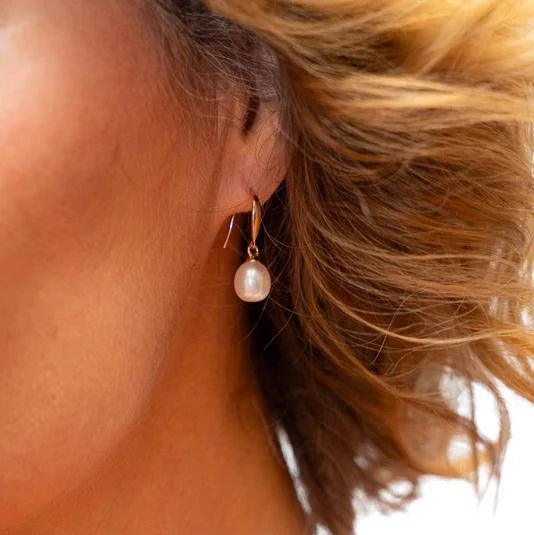 White Pearl Drop Earrings