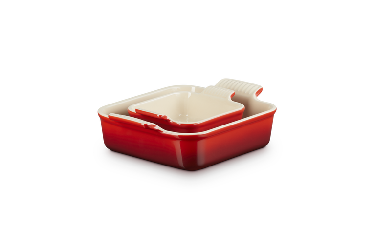 Heritage Square Dish Set Cerise